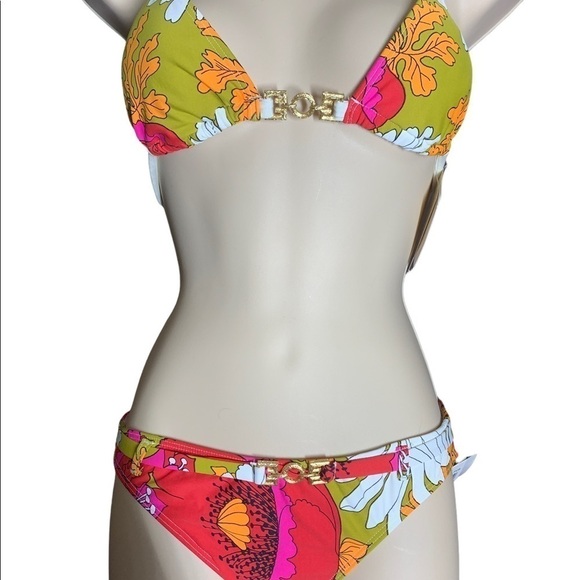 Trina Turk floral bikini set with belted bikini bottoms size x small NWT - Picture 4 of 16